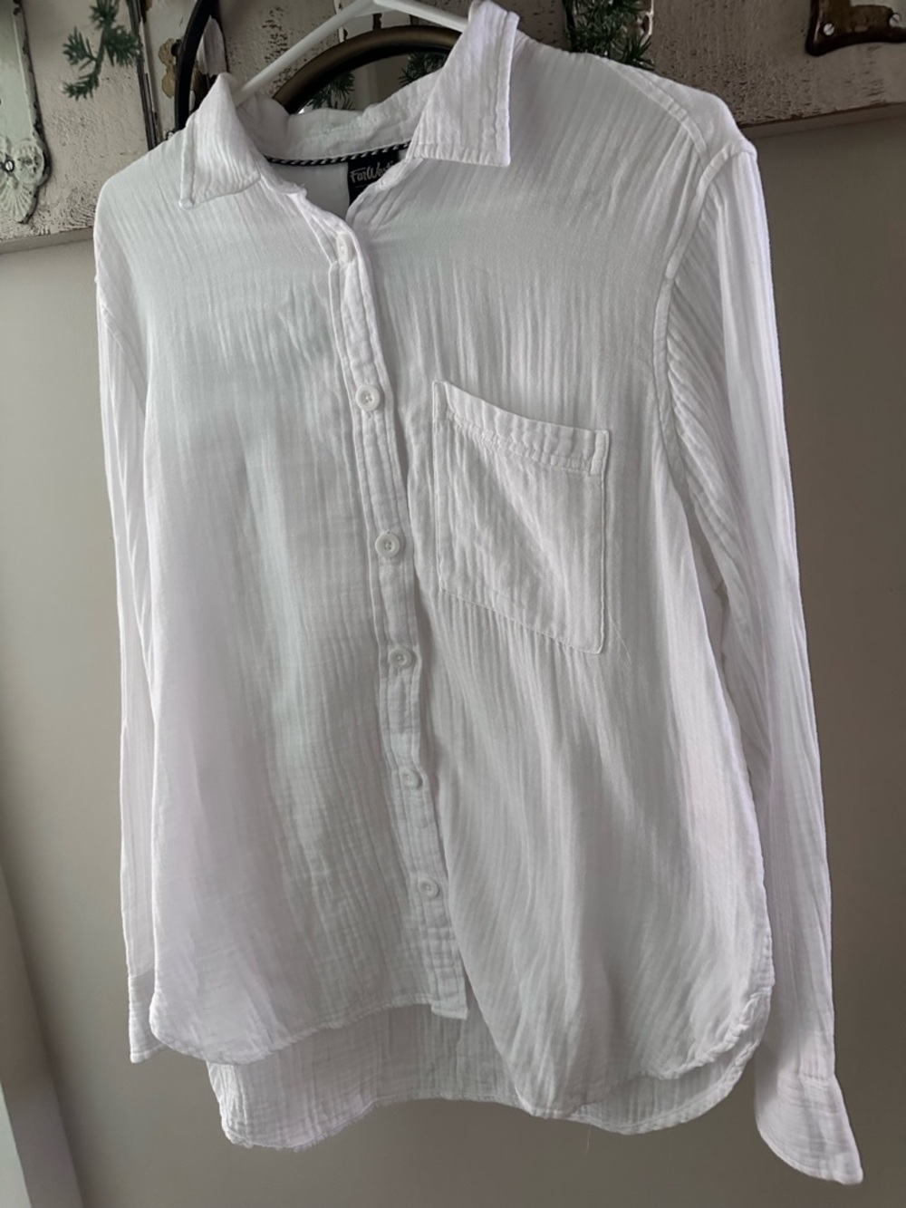 White Women's Button-Up Shirt - 100% cotton - Muslin Gauze